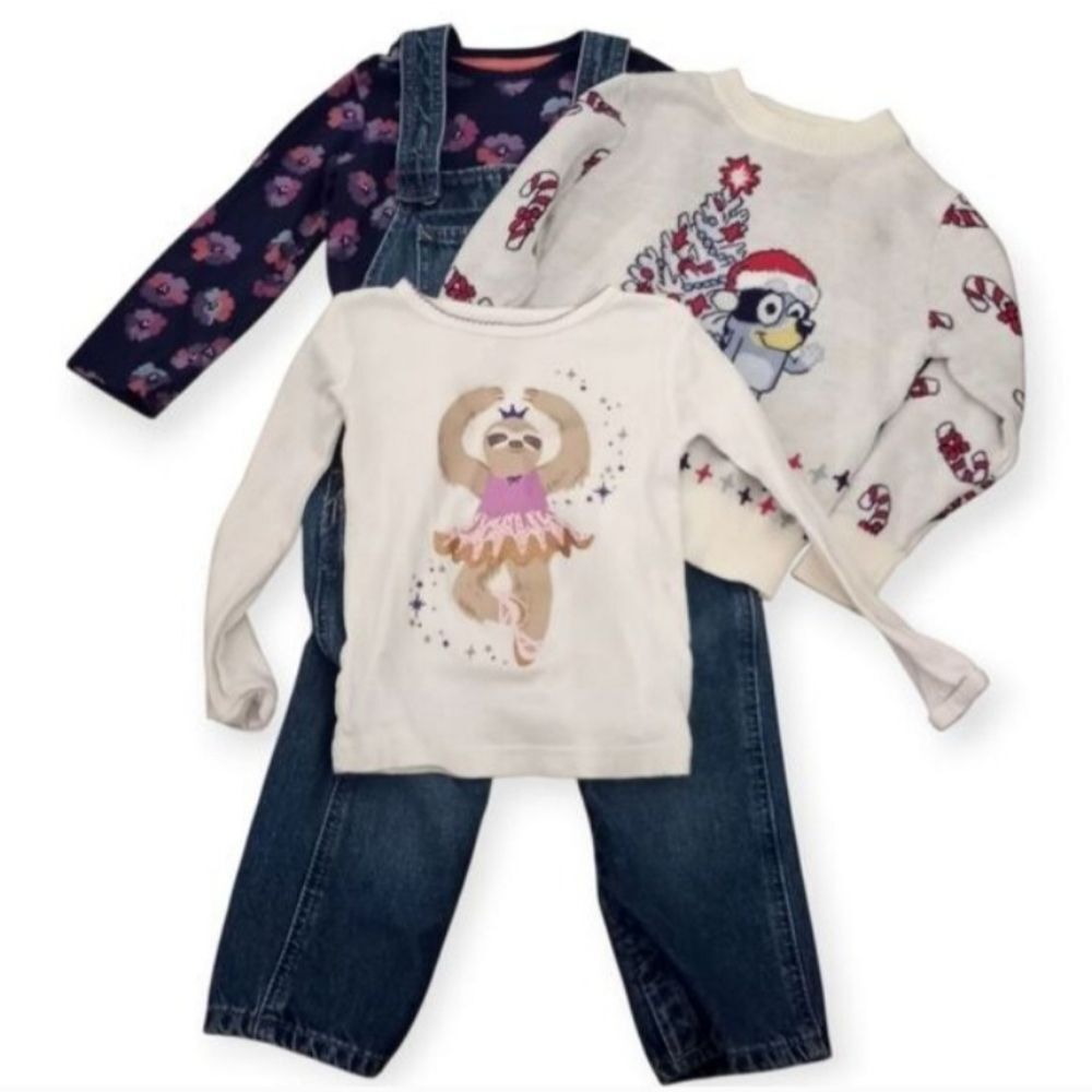 GAP Denim kids Overalls & 3 Top Bundle Sz.2T EUC.